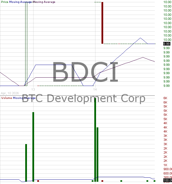 BDCI - BTC Development Corp. Ordinary Shares 15 minute intraday candlestick chart ~15 minute delay