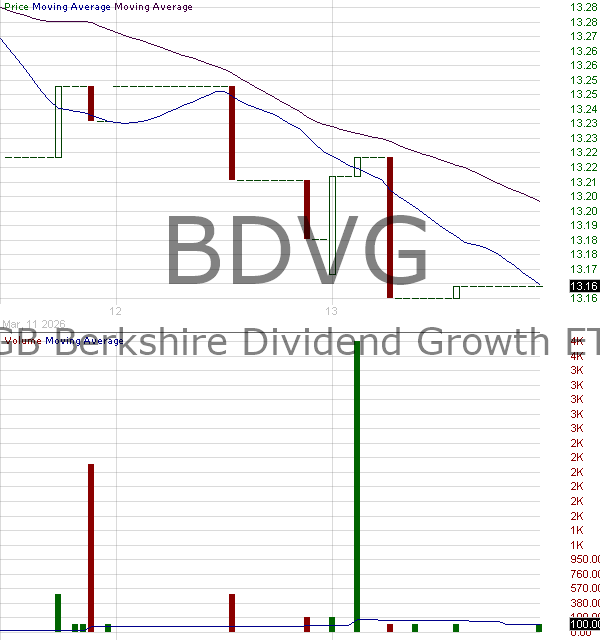 BDVG - Litman Gregory Funds Trust IMGP Berkshire Dividend Growth ETF 15 minute intraday candlestick chart ~15 minute delay
