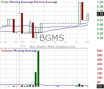 BGMS - Bio Green Med Solution Inc. 15 minute intraday candlestick chart ~15 minute delay