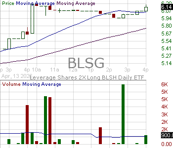 BLSG - Leverage Shares 2X Long BLSH Daily ETF 15 minute intraday candlestick chart ~15 minute delay