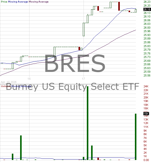 BRES - Burney U.S. Equity Select ETF 15 minute intraday candlestick chart ~15 minute delay