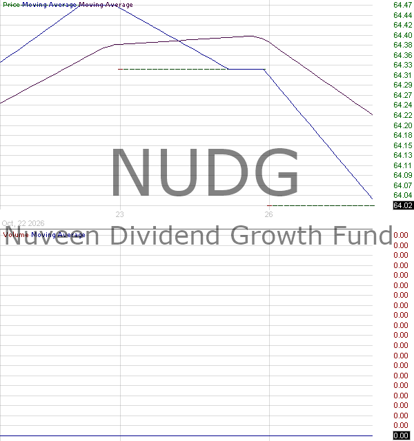 NUDG - Nuveen Dividend Growth Fund ETF Class Shares 15 minute intraday candlestick chart ~15 minute delay