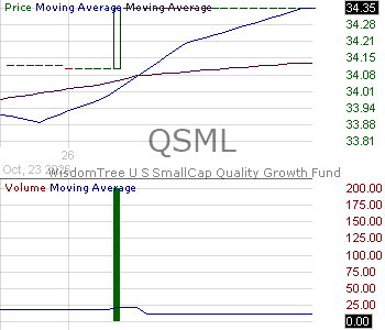 QSML - WisdomTree U.S. SmallCap Quality Growth Fund 15 minute intraday candlestick chart ~15 minute delay