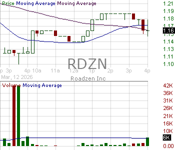 RDZN - Roadzen Inc. 15 minute intraday candlestick chart ~15 minute delay