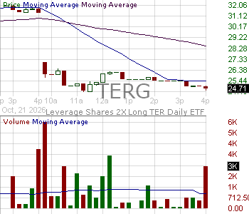 TERG - Leverage Shares 2X Long TER Daily ETF 15 minute intraday candlestick chart ~15 minute delay