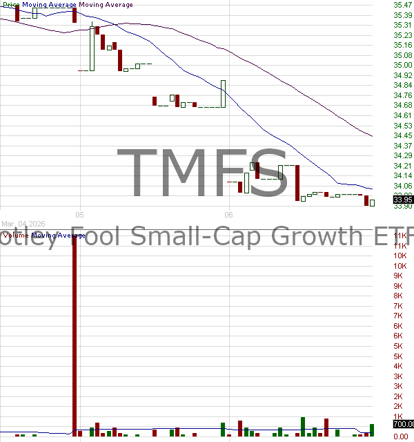 TMFS - Motley Fool Small-Cap Growth ETF 15 minute intraday candlestick chart ~15 minute delay