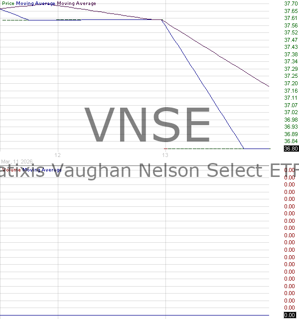 VNSE - Natixis Vaughan Nelson Select ETF 15 minute intraday candlestick chart ~15 minute delay