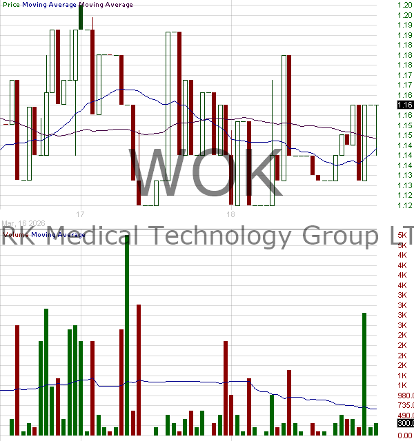 WOK - WORK Medical Technology Group LTD Ordinary Shares 15 minute intraday candlestick chart ~15 minute delay